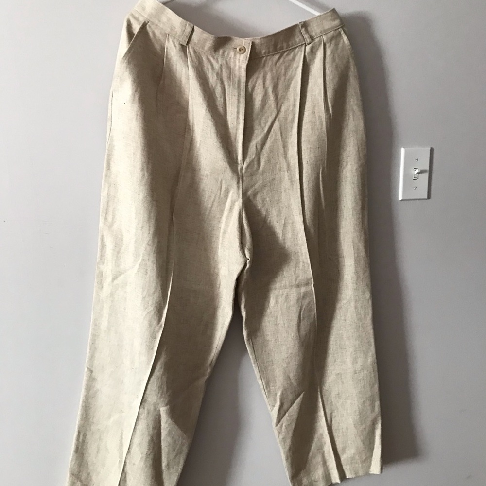 Linen blend Beige Pants